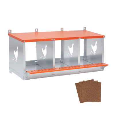 Boîte de nidification en métal à 3 compartiments pour poules - Poulailler en acier galvanisé avec conception ventilée et collection Easy Egg