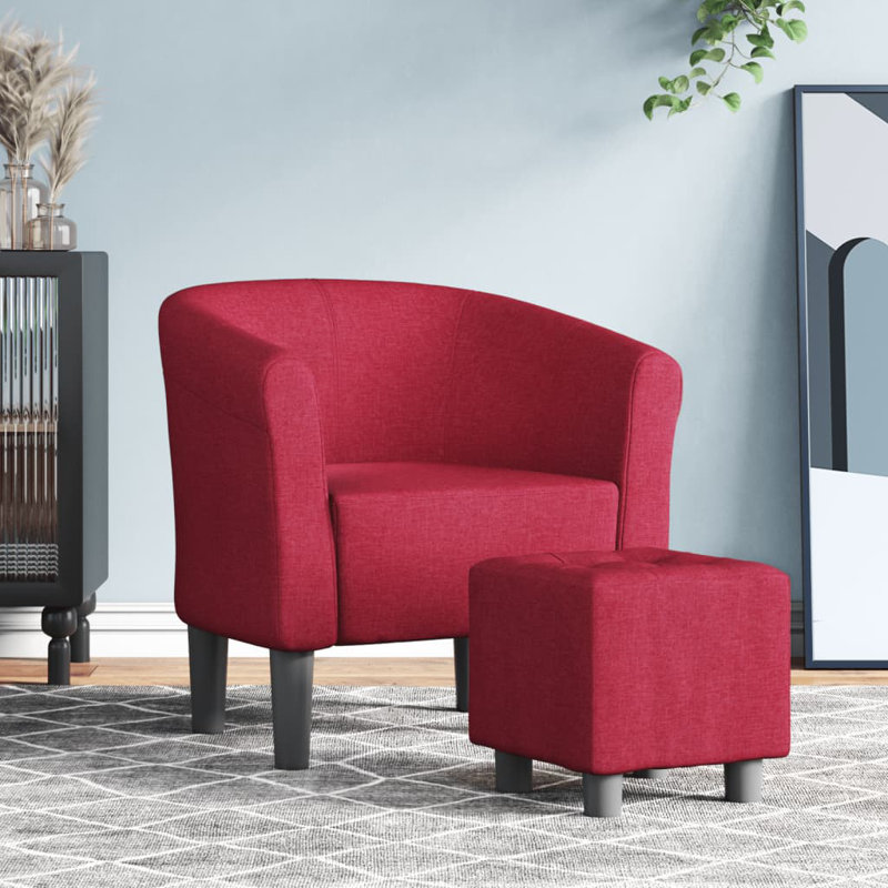 Fauteuil Winston Porter, Tissu rouge vin