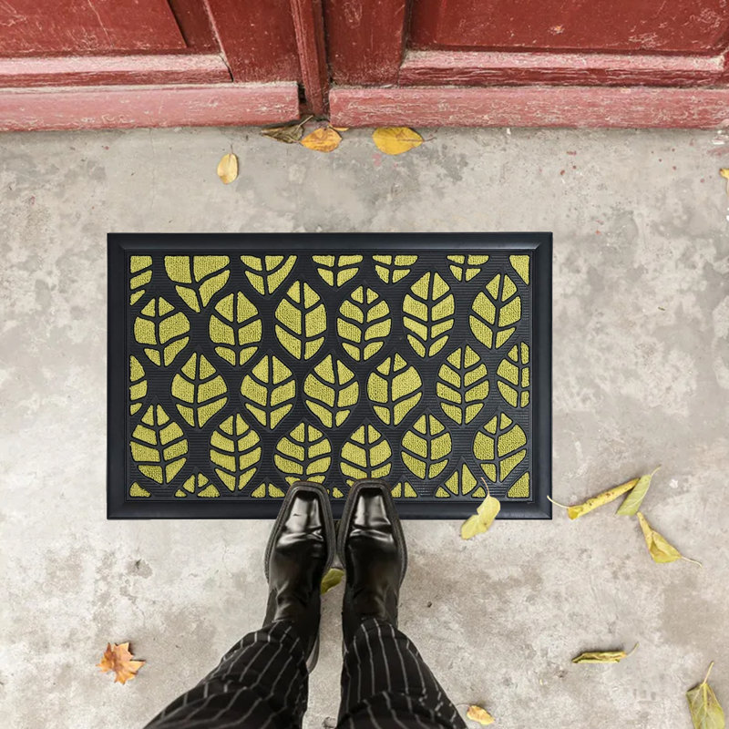 Sheltered Mat Non-Slip Floral Doormat, Green