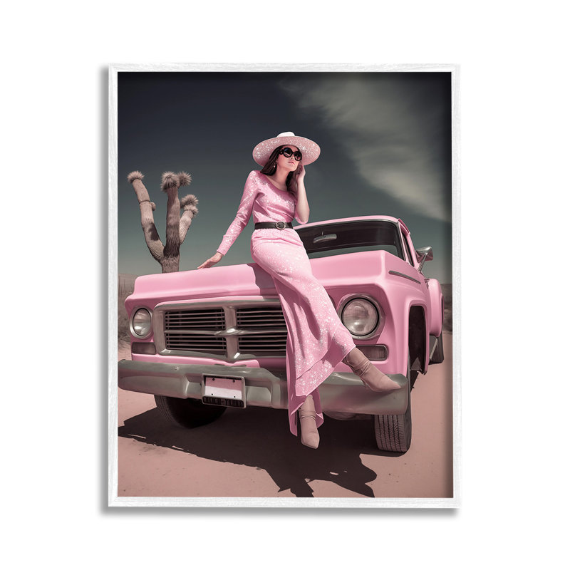 GlamWomaninDesertGicleeArtbyZiweiLi, H 14 po x l 11 po, Giclée encadrée blanc bord de mer