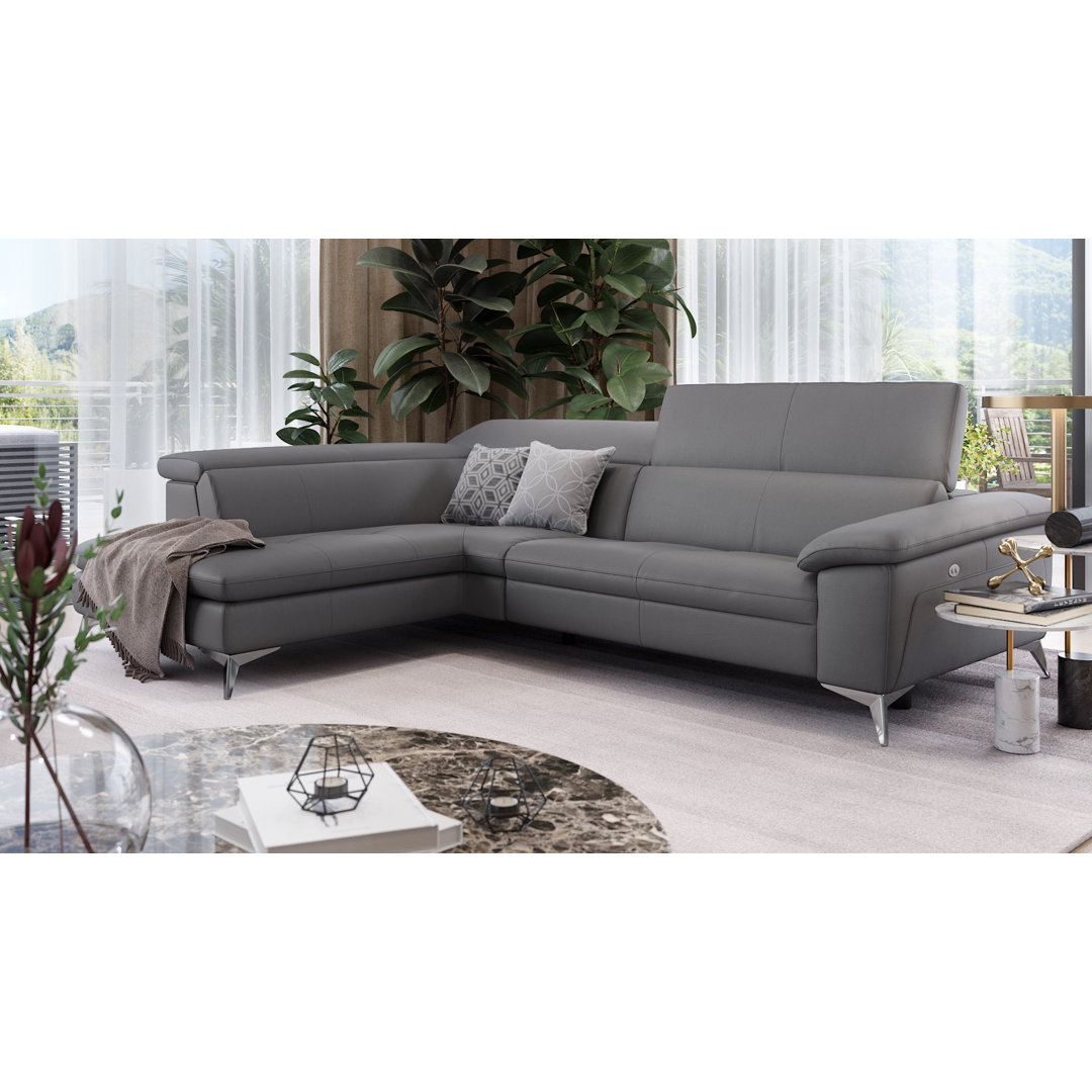 Perspections Leder Ecksofa Crathie Cognac Links mit Funktionen