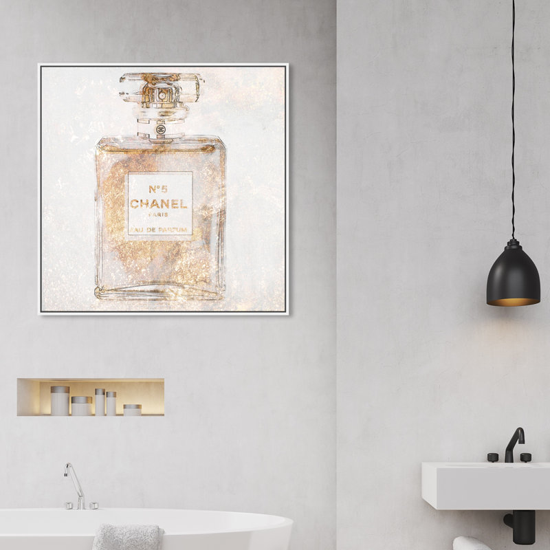 Parfum Glimmer - peinture sur toile, Impression encadrée, H 24 po x l 24 po, Doré