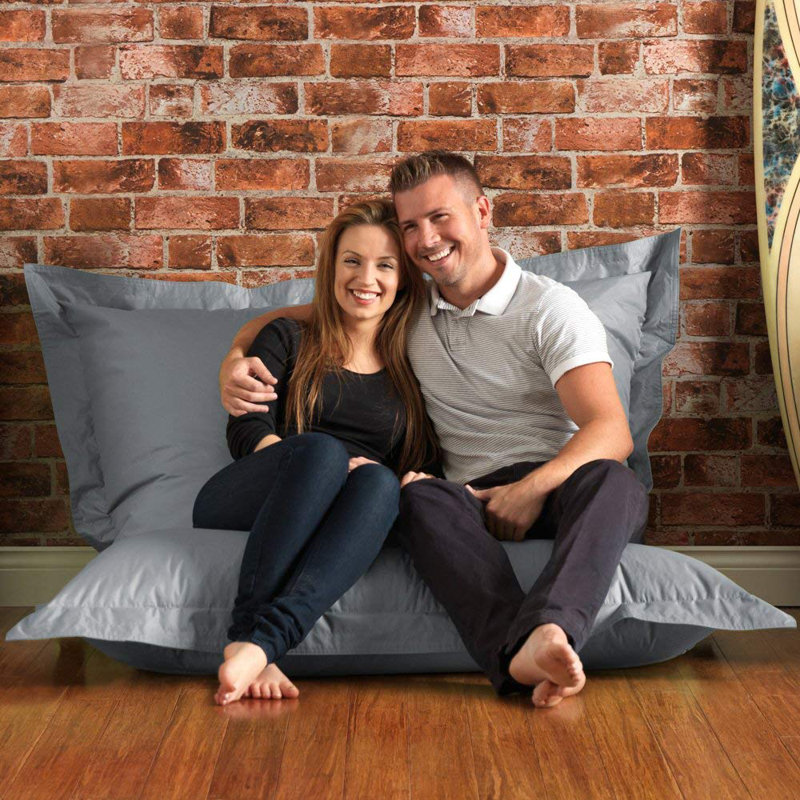 Polyester Outdoor Friendly Refillable Bean Bag Chair, Grey