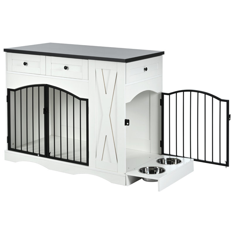 Meuble pour chien 43,3 "Farmhouse, Noir / blanc