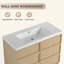 Meuble-lavabo autoportant avec lavabo en résine et 2 portes d'armoire à fermeture en douceur, contreplaqué