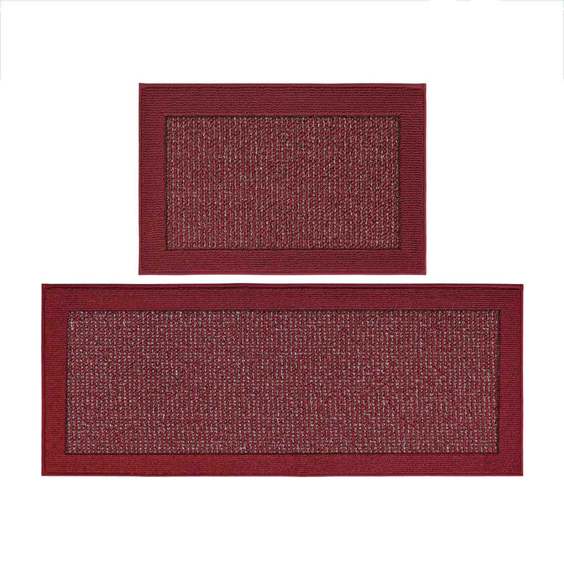 Tapis de cuisine antidérapant lavable à la machine (ensemble de 2), Red