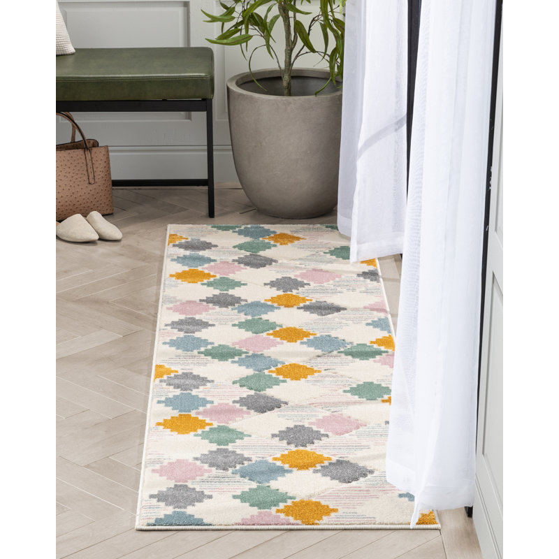 Astrid Geometric Synthetic Area Rug, Runner 67 x 220 cm