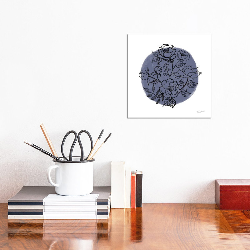 Black and White Botanical I Navy 1 Piece Wrapped Canvas Wall Art, 30.48cm H x 30.48cm W x 1.905cm D
