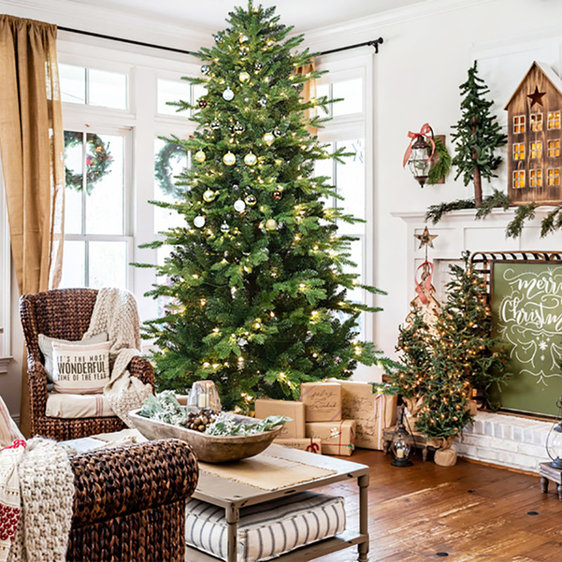 Arbre de Noël vert en PVC + PE avec 150 lumières UL blanc chaud, 6.5'