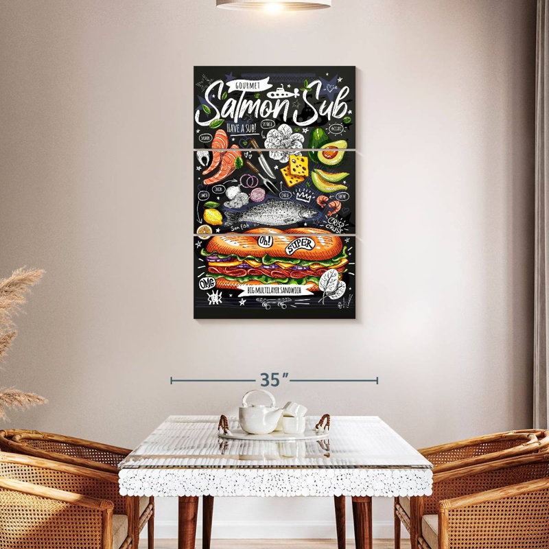 Sandwich au saumon Yarlin, H 32 po x l 20 po