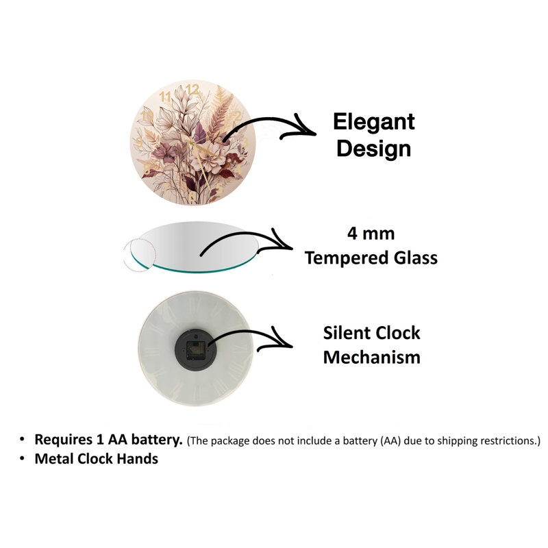 Horloge murale en verre trempé délicat, Blanc