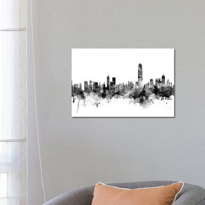 Hong Kong In Black & White by Michael Tompsett - Wrapped Canvas Gallery-Wrapped Canvas Giclée
