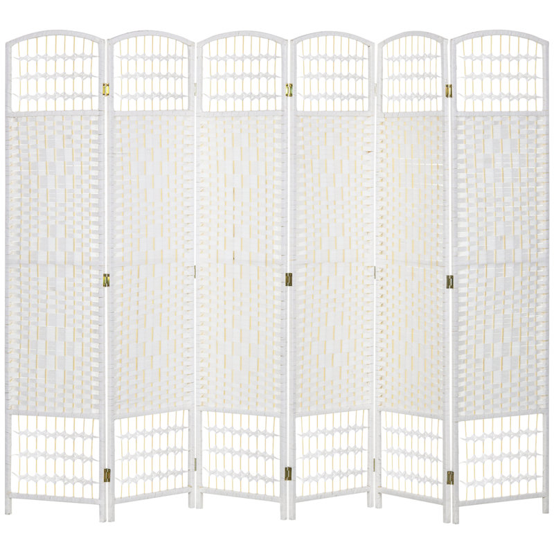 Cloison d'intimité 6 panneaux, cloison pliante blanche, fibre ondulée de 5,6 pi. Pour la maison, le bureau, un paravent attrayant, un espace de maison élégant utilisant une idée