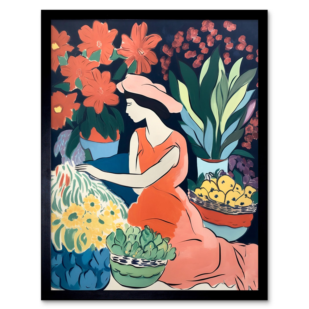 Adysin Danish Pastel Aesthetic Matisse Flower Market Watercolour - Single Picture Frame Print