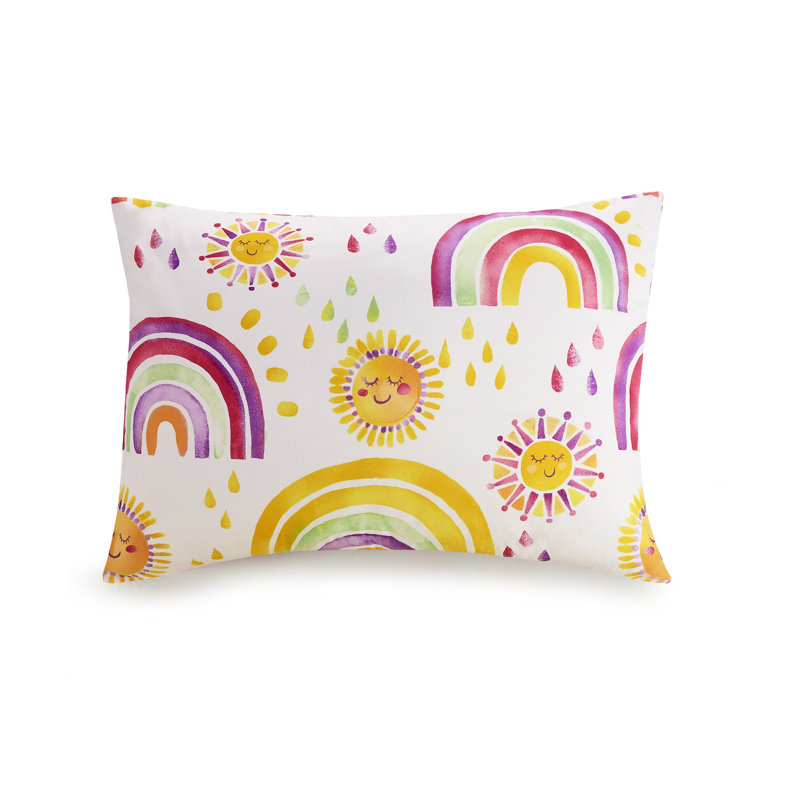 Rainbow & Suns Pink Reversible Microfiber Comforter Set, Full/Queen Comforter + 2 Shams