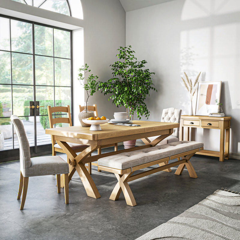 Murphys Oak 200cm Extending Cross Leg Dining Table