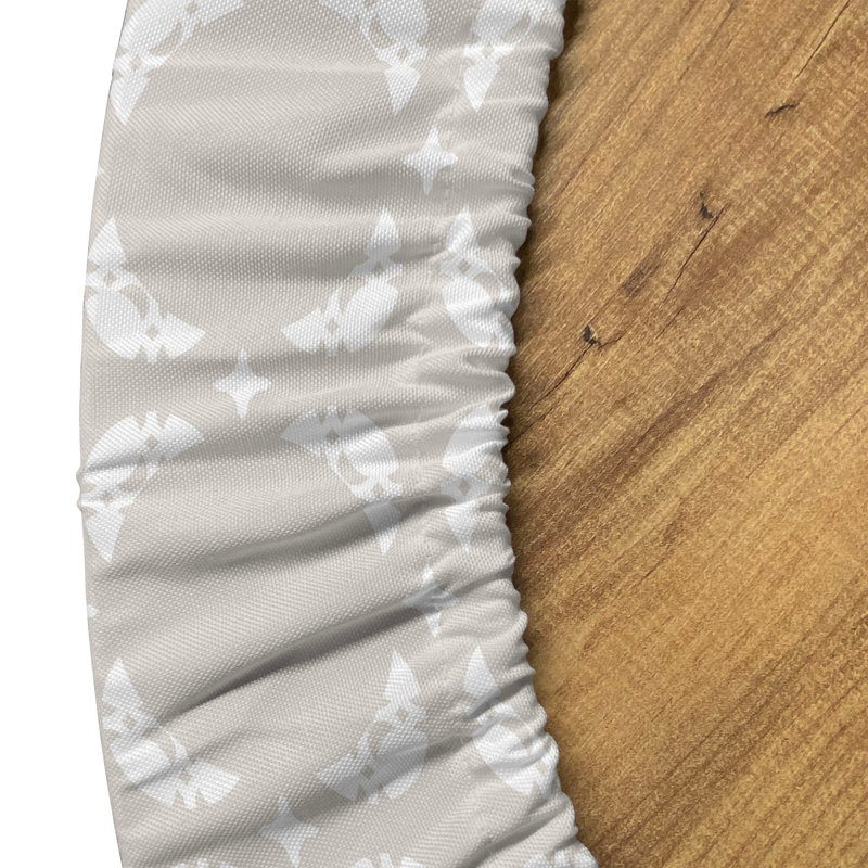 Ebern Designs Pastel Fitted Round Tablecloth Beige White, 64.17" Round