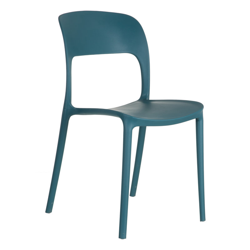 Britny 114.3cm H Slat Back Stacking Side Chair, Blue