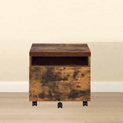 Bob Weathered Oak & Black Finish File Cabinet by Millwood Pines