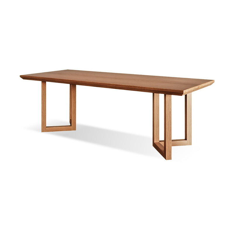 Light Brown Rectangular Solid Wood Dining Table, 29.53"H x 102.36"L x 39.37"W