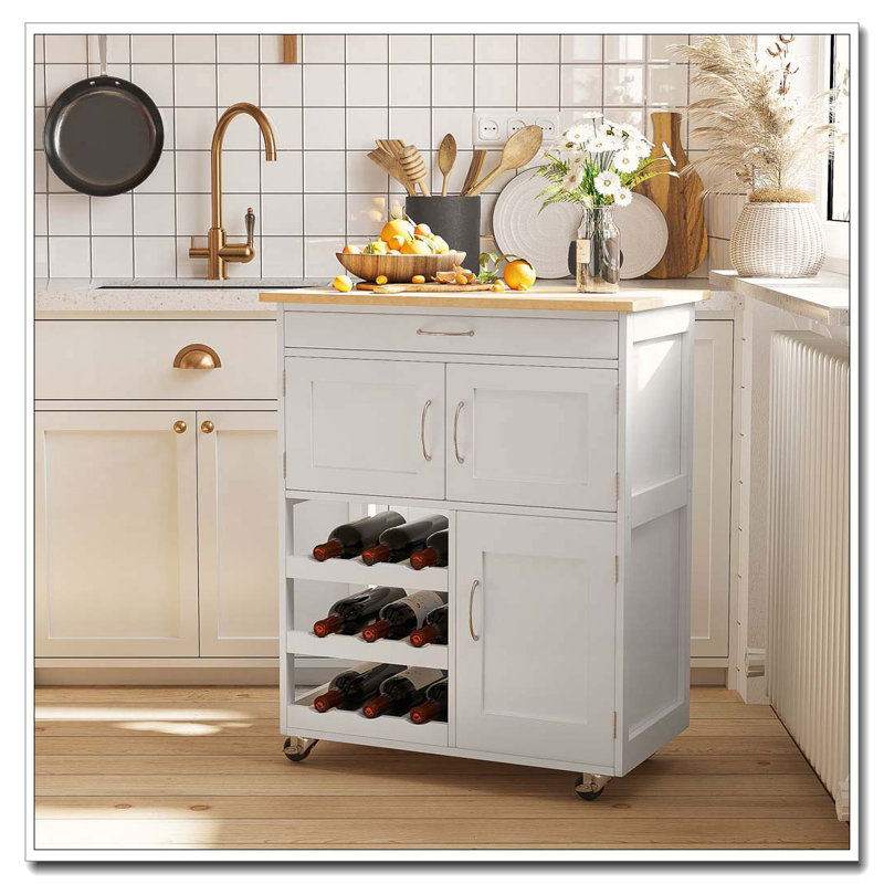 Îlot de cuisine avec chariot à vin