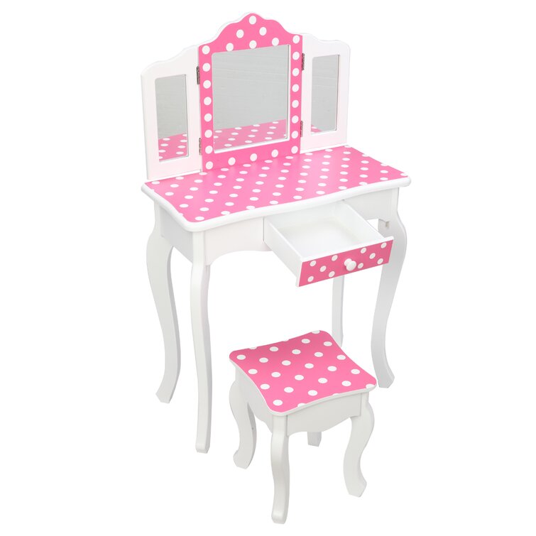 Enville Solid Wood Kids Vanity Table with Mirror
