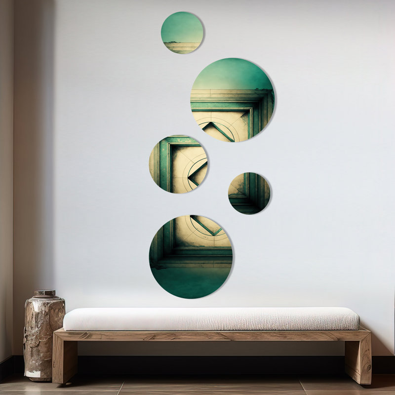 Intimate Illustrations In Faded Retro Tones VI - Modern Geometric Metal Wall Décor