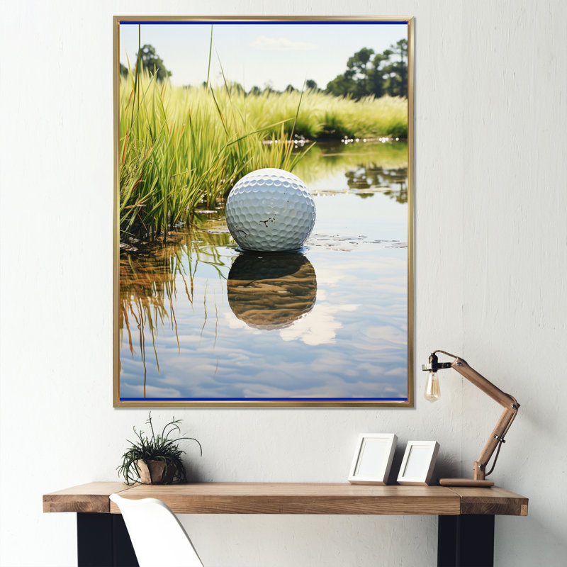 Badalucco Minimalisme Golf Tees VII - Golf, art mural, H 44 po x l 34 po x P 1,5 po, Cadre flottant doré