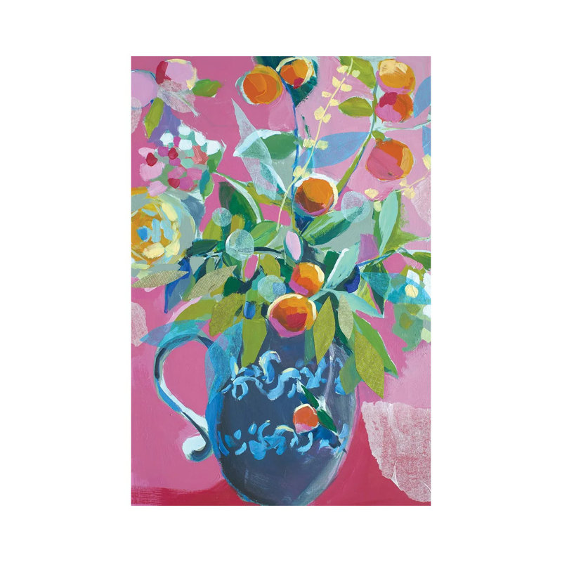 Motif floral rose, reproduction d'art sur toile tendue