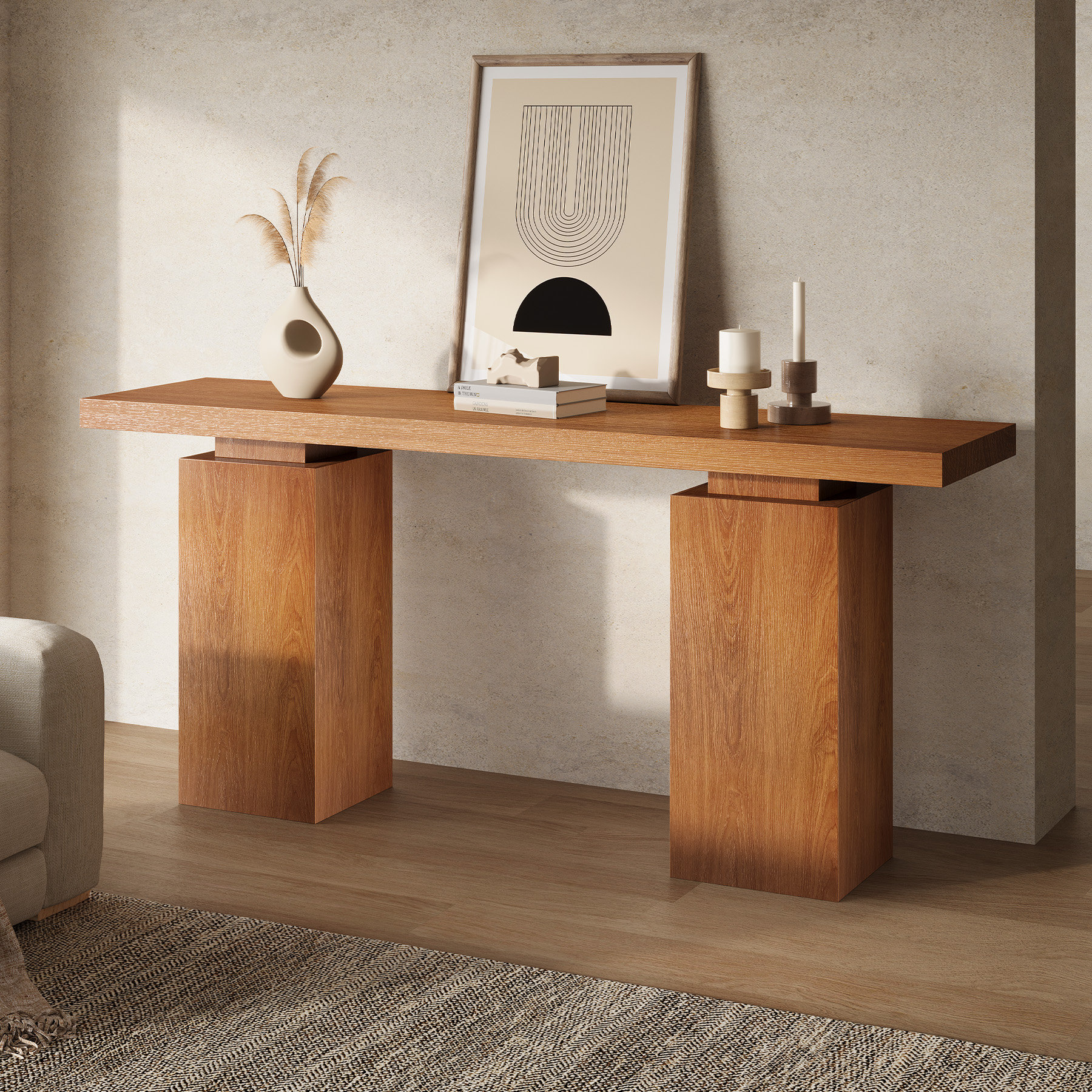 Ophelia & Co. 63" Wood Console Table For Entryway Farmhouse Sofa Tables ...