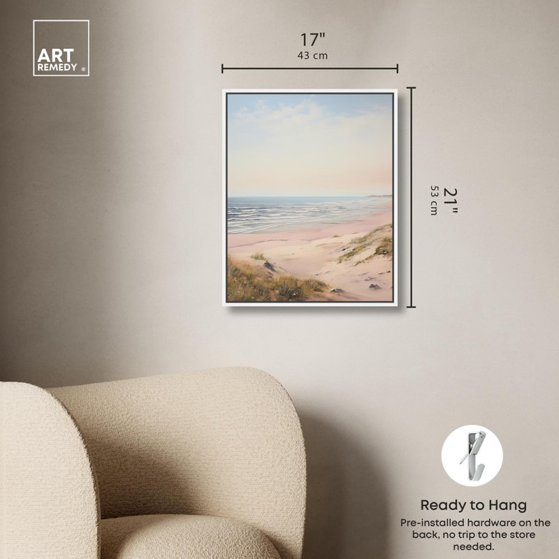 «Walk Down To The Beach», art mural sur toile par Art Remedy, H 21 po x l 17 po, Cadre blanc