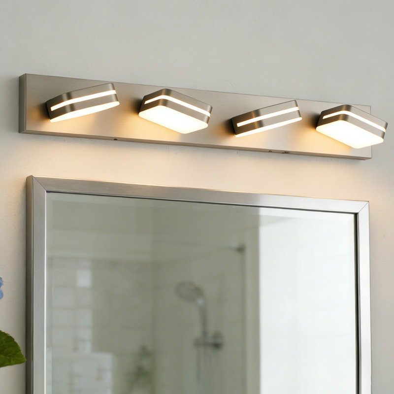 Barre d'éclairage de meuble-lavabo à DEL 30 lumières 4 lumières 30 po, 24 W, nickel brossé, Nickel brossé, Quatre lumières