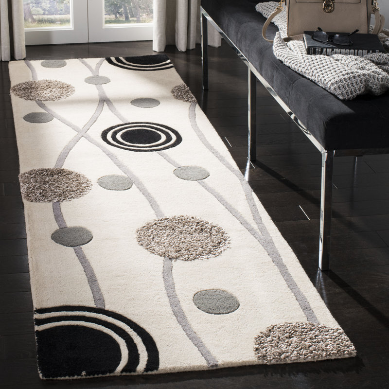 Tapis géométrique en laine touffeté à la main Soho, Tapis de couloir 2 pi 6 po x 8 pi