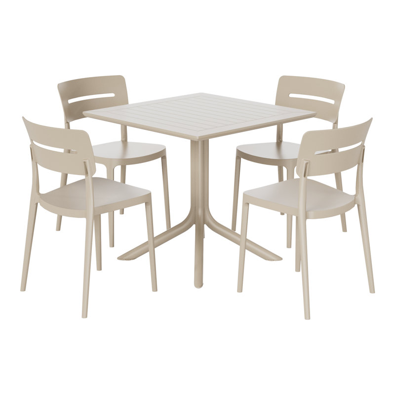 Ensemble repas carré pour 4 personnes, Beige