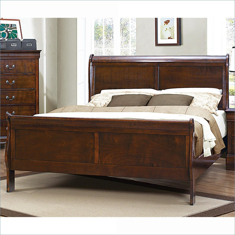 Lit-bateau Queen Louis Chambre d'amis, Grand lit, Brun