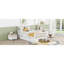 Lit plateforme simple en bois blanc avec garde-corps et plus de rangement - Simple-212745239-212745225
