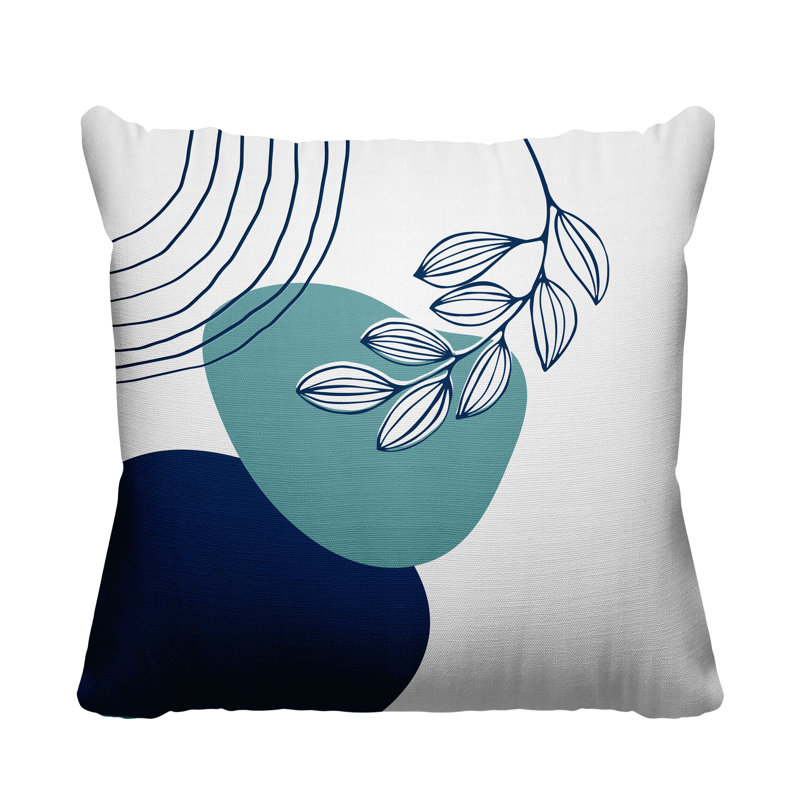 Coussin intérieur / extérieur Lupita, L 19 po x H 19 po, Ciel / bleu marine