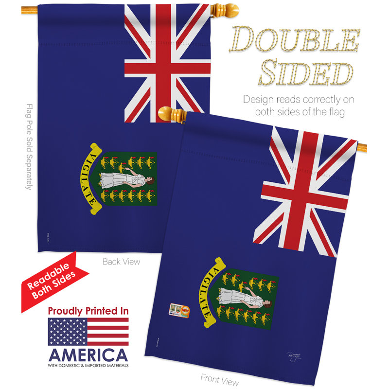 Les îles Vierges britanniques sont le miroir décoratif vertical à 2 faces de la nationalité mondiale 28 x 40 po. Ensemble de drapeaux