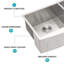 Évier de cuisine en acier inoxydable 33 po x 20 po à tablier frontal encastrable à double cuve de calibre 16 avec deux cuves profondes de 9 po - Évier de cuisine