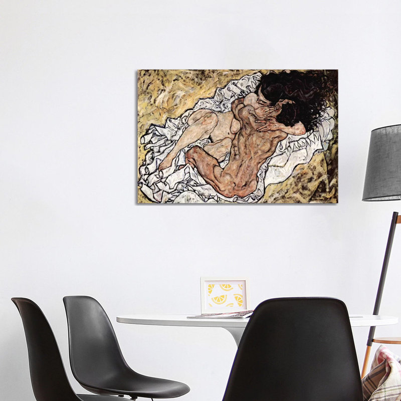 The Embrace (The Loving) by Egon Schiele - Wrapped Canvas Painting, 101.6 cm H x 66.04 cm W x 3.175 cm D