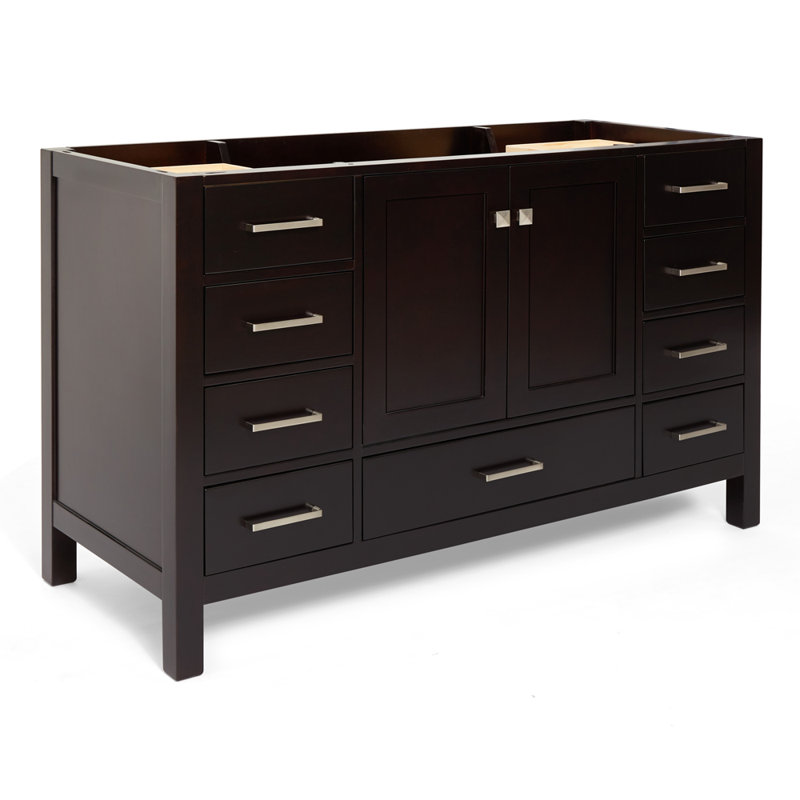 Cambridge 54'' W Single Bathroom Vanity Base, Brushed Nickel, Espresso