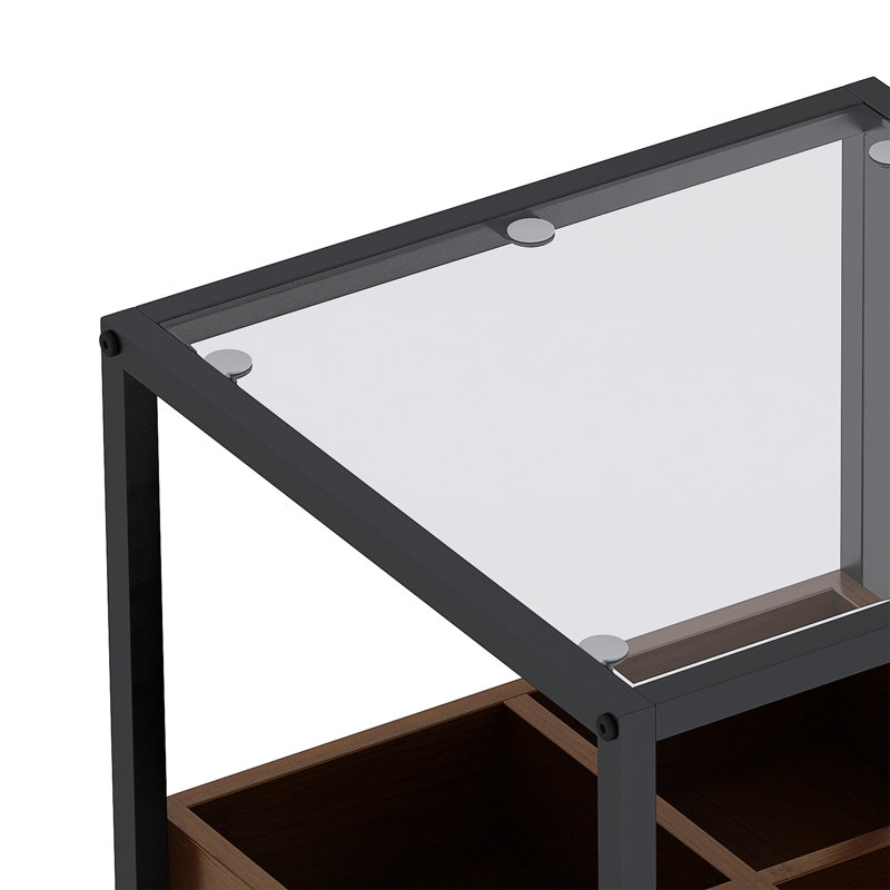 17.72" Modern Coffee Table Side Table With Storage Shelf