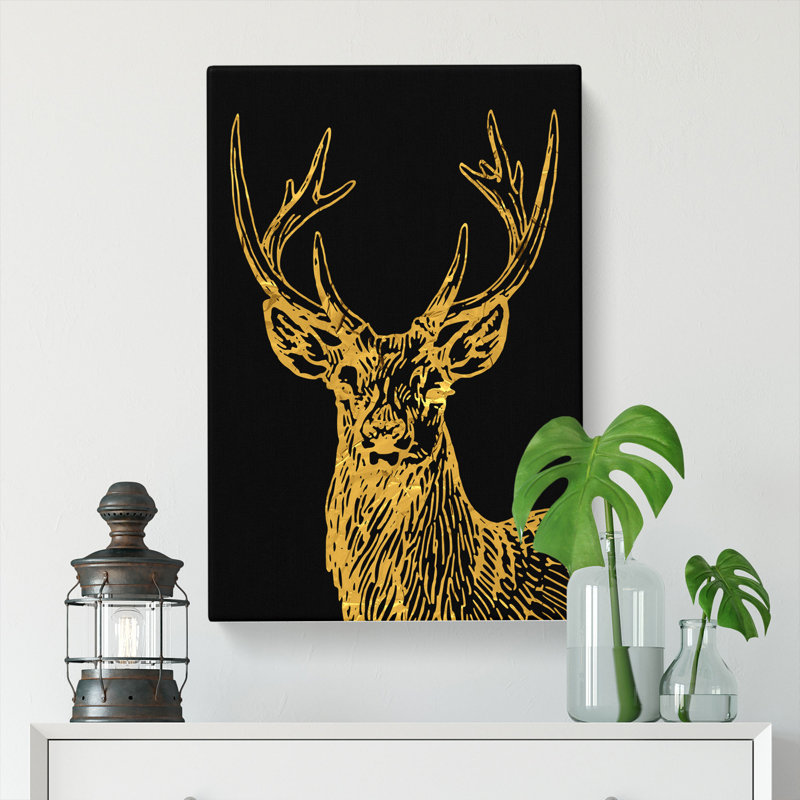 Golden Stag - Wrapped Canvas, 76cm H x 50cm W x 3cm D