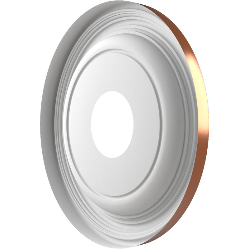 Traditional Traditional Thermoformed PVC Ceiling Medallion, 13" H x 13" W x 1.25" D, Bright Coat Copper