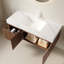 Meuble-lavabo luxueux avec plateau en pierre frittée, armoire en chêne brun