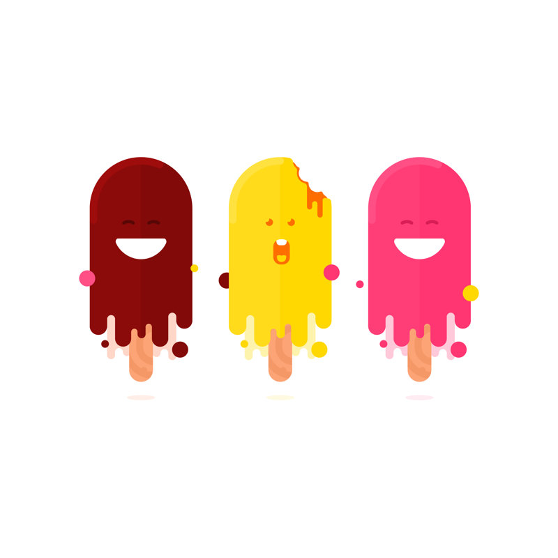 Set Of Cute Funny Ice Creams Flat Icons. - Wrapped Canvas Print, 61cm H x 91cm W x 3.8cm D