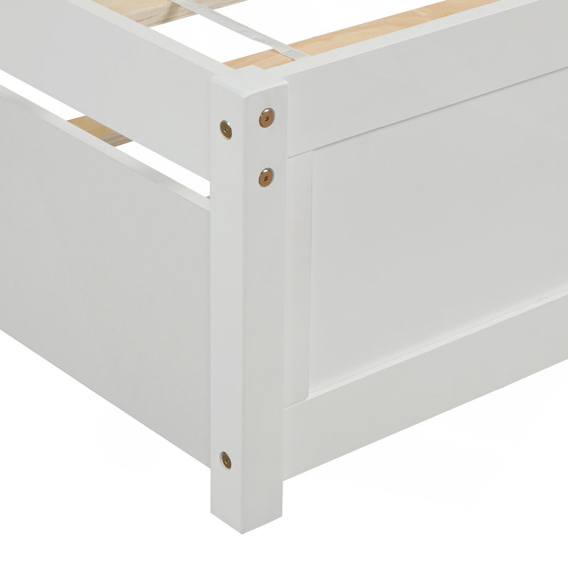 Structure de lit simple avec lit gigogne en bois, blanc, White