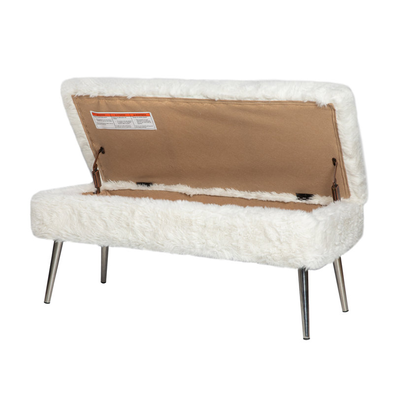 Kristell Polyester Upholstered Storage Bench, Natural