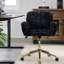 Mobilier de bureau à domicile ajustable - Siège réglable, siège rembourré en mousse, revêtement noir et base en métal doré, idéal pour étudier