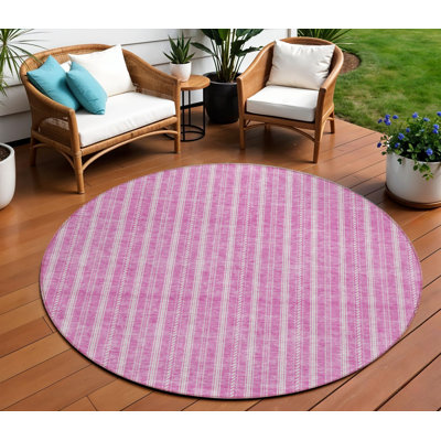 Tapis rond lavable à rayures 8 po